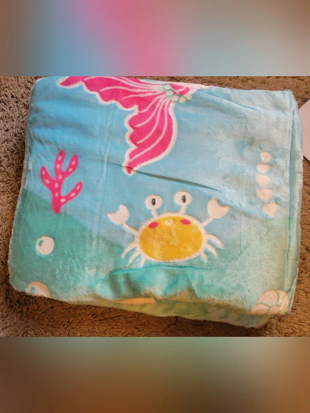 Glow-In-The-Dark Mermaid Kids Blanket - Blue, Purple, Yellow